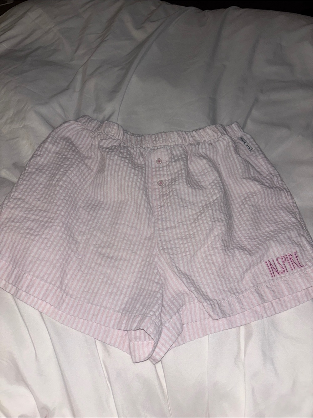 Rae Dunn Pink Striped Seersucker Shorts